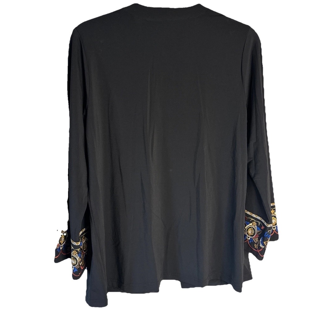 Bob Mackie Byzantine Embroidered‎ Border Kimono Wearable Art Size XS Black - Picture 2 of 7